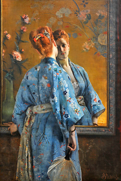 The Japanese Robe, Alfred Stevens (Belgian, Brussels 1823–1906 Paris), Oil on canvas