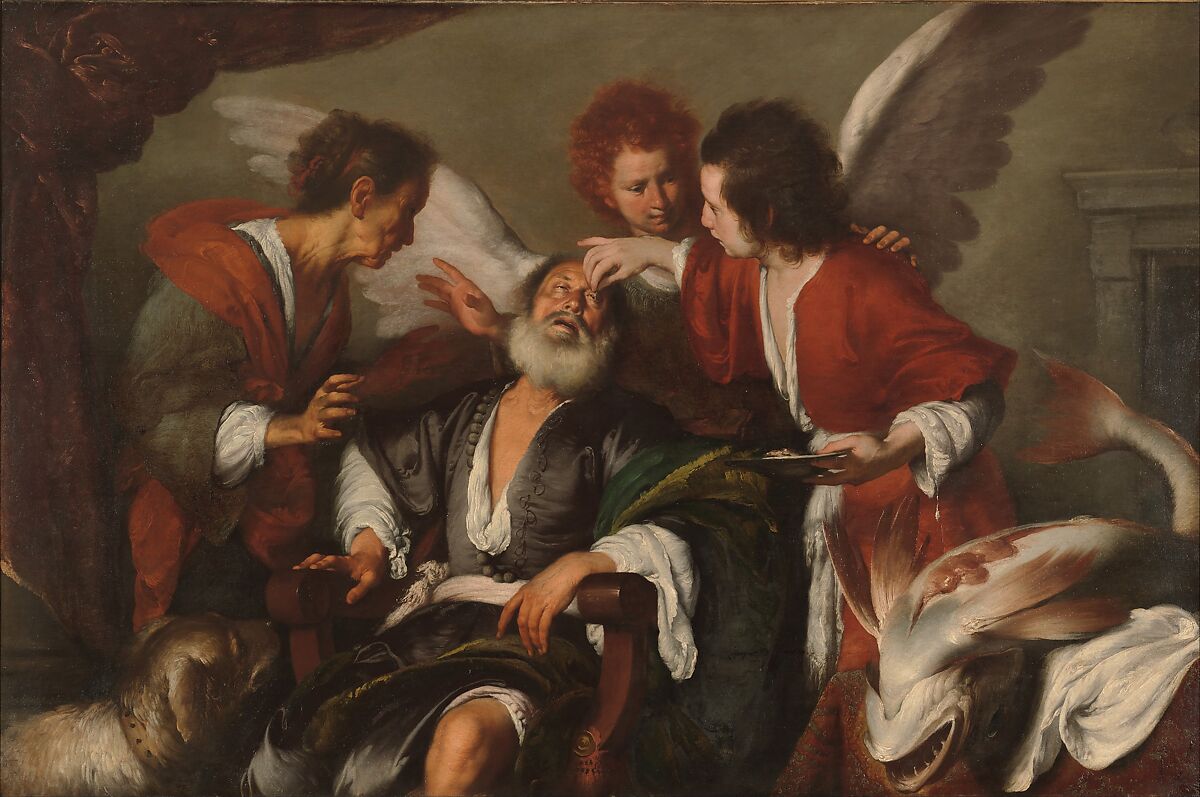 Tobias Curing His Father's Blindness, Bernardo Strozzi (Italian, Genoa 1581–1644 Venice), Oil on canvas 
