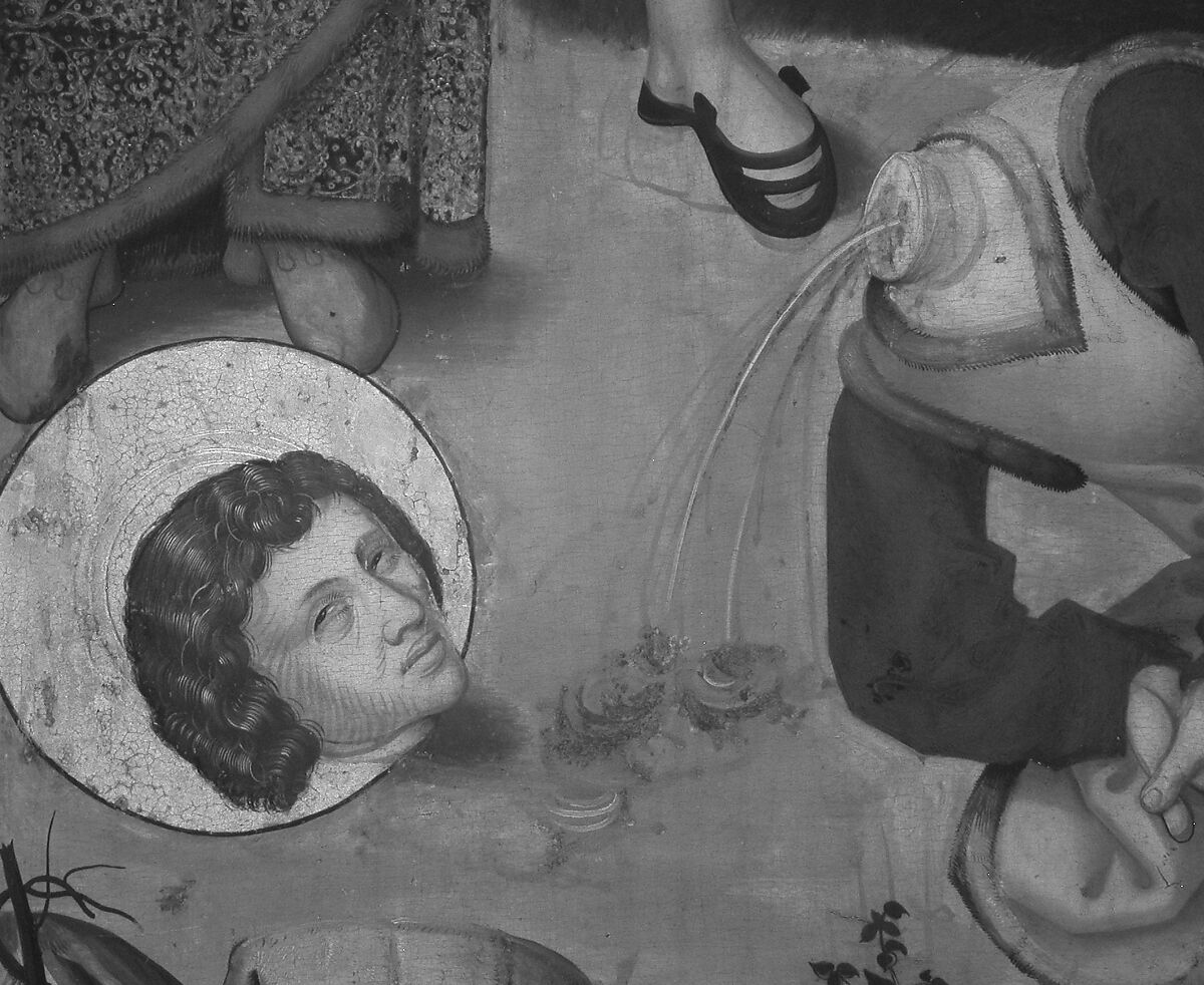 Saint Agapitus of Praeneste in the Arena; (interior) The Beheading of Saint Agapitus of Praeneste, Swiss Painter (fourth quarter 15th century), Oil, gold, and white metal on wood