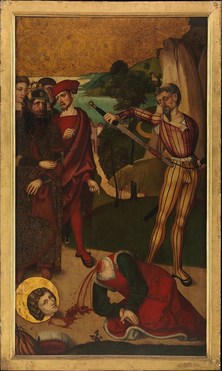 Saint Agapitus of Praeneste in the Arena; (interior) The Beheading of Saint Agapitus of Praeneste, Swiss Painter (fourth quarter 15th century), Oil, gold, and white metal on wood