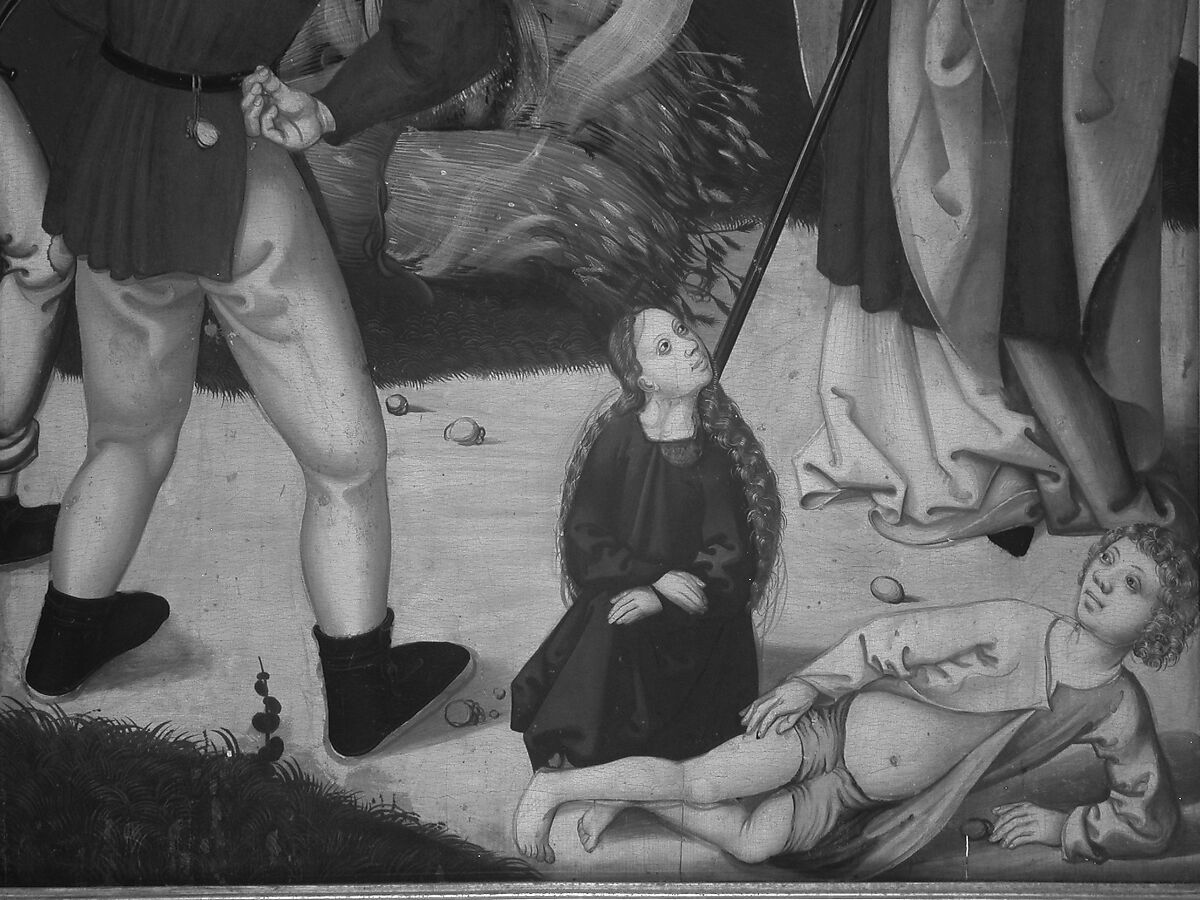 Saint Remigius Replenishing the Barrel of Wine; (interior) Saint Remigius and the Burning Wheat, Swiss Painter, Oil, gold, and white metal on wood