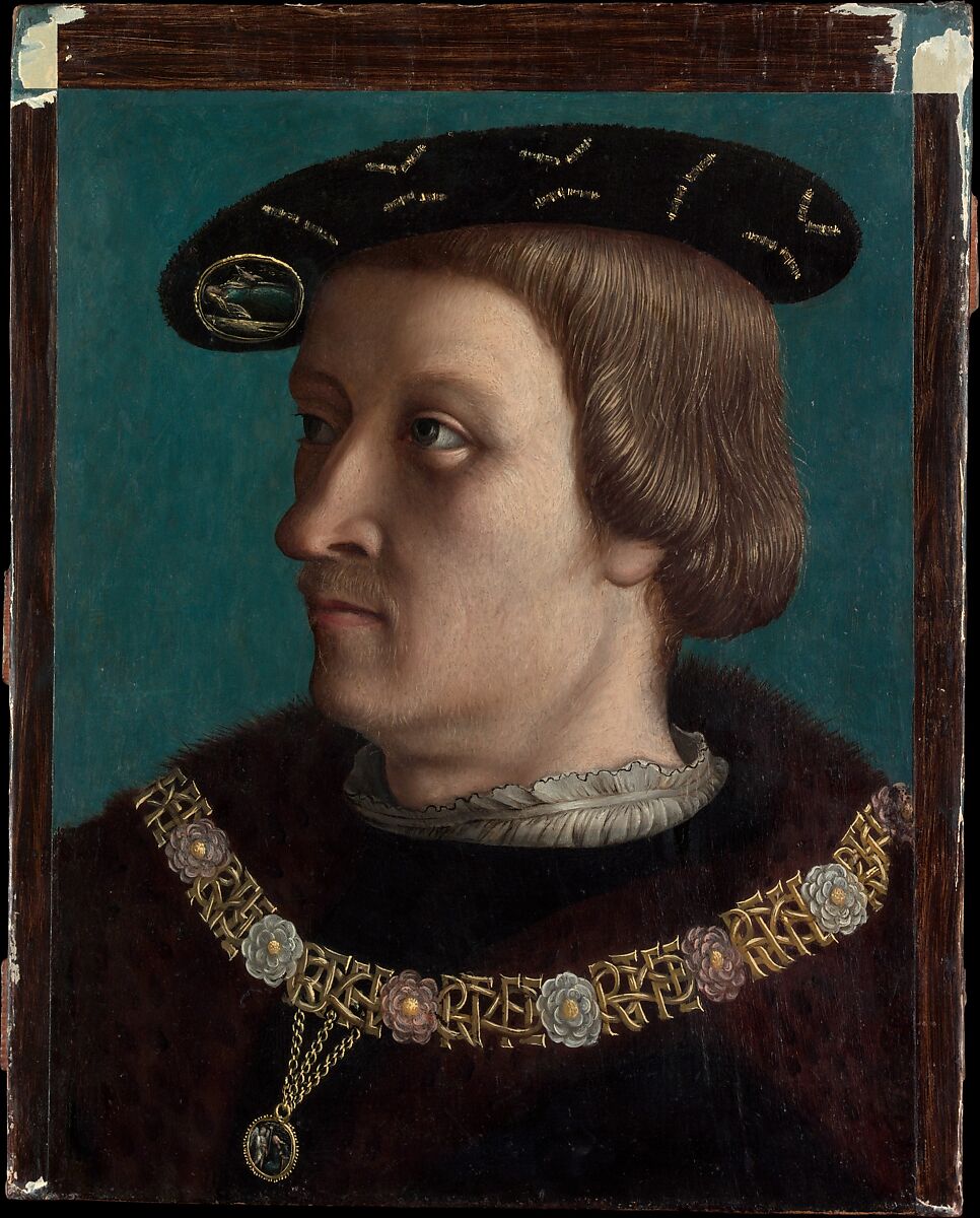 Portrait of a Man Wearing the Order of the Annunziata of Savoy, ? French Painter (first quarter 16th century), Oil on wood 