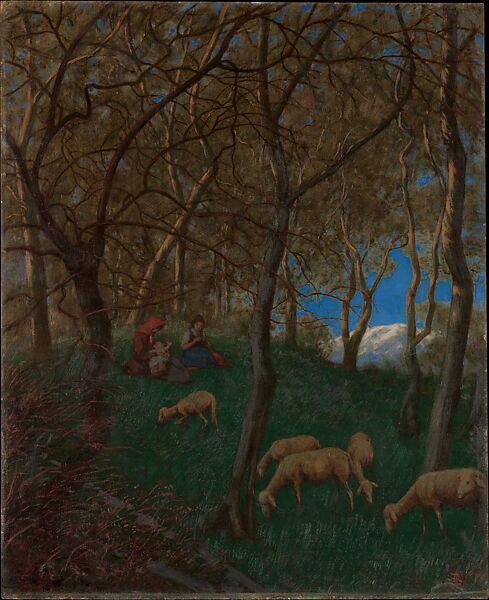 At Lake Garda, Hans Thoma (German, Bernau im Schwarzwald 1839–1924 Karlsruhe), Oil on millboard 