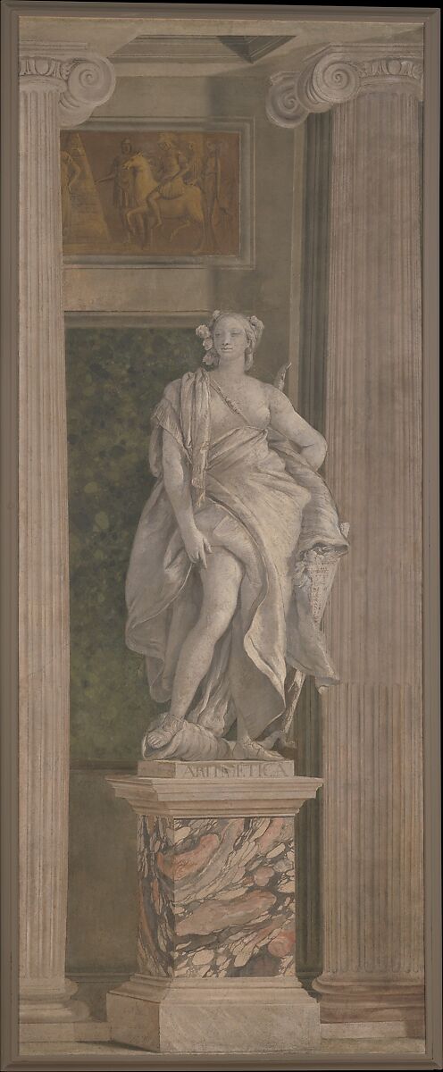 Allegorical Figure Representing Arithmetic, Giovanni Battista Tiepolo (Italian, Venice 1696–1770 Madrid) and Workshop, Fresco, transferred to canvas 