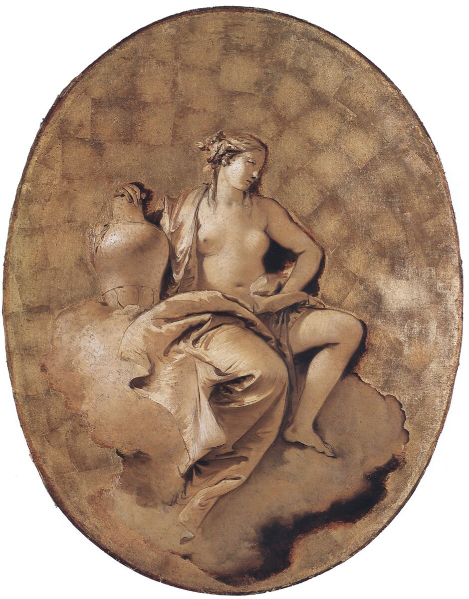 A Female Allegorical Figure, Giovanni Battista Tiepolo (Italian, Venice 1696–1770 Madrid), Oil on canvas, gold ground 