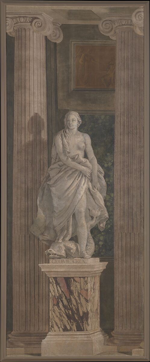 Allegorical Figure Representing Geometry, Giovanni Battista Tiepolo (Italian, Venice 1696–1770 Madrid) and Workshop, Fresco, transferred to canvas 