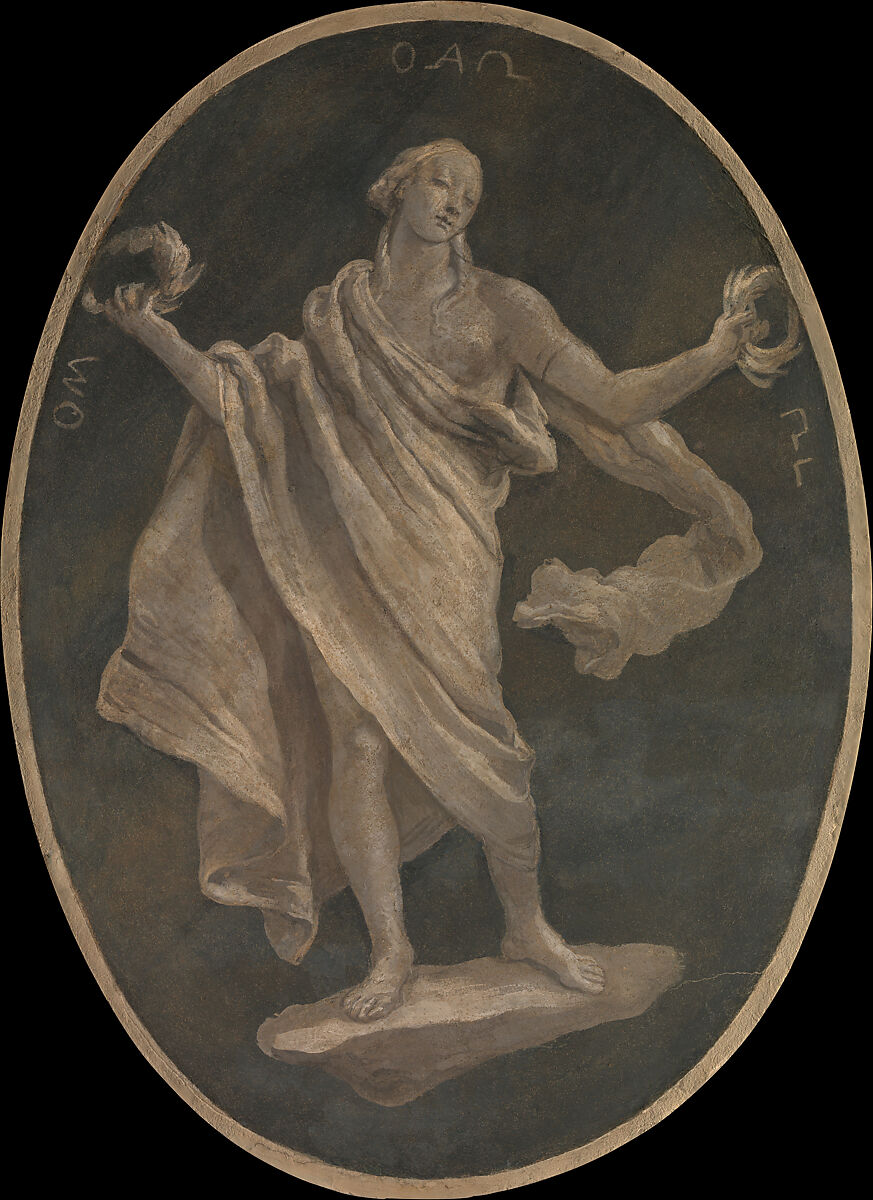 Allegorical Figure Representing a Virtue, Possibly Patriotism, Workshop of Giovanni Battista Tiepolo (Italian, Venice 1696–1770 Madrid), Fresco, transferred to canvas 