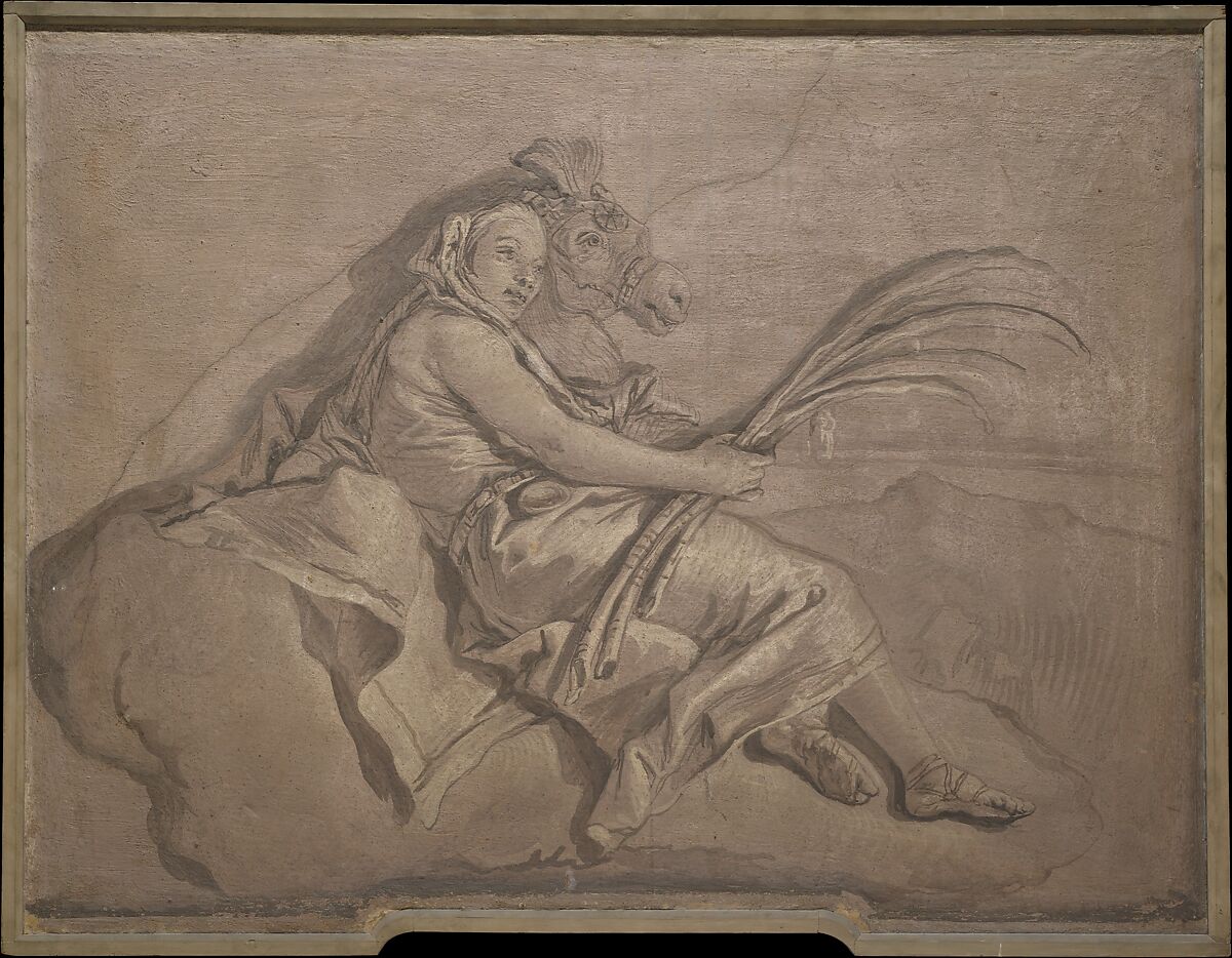 Allegorical Figure Representing Asia, Giovanni Domenico Tiepolo (Italian, Venice 1727–1804 Venice), Fresco, transferred to canvas 