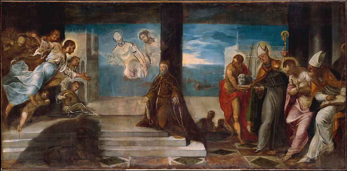 Doge Alvise Mocenigo (1507–1577) Presented to the Redeemer, Jacopo Tintoretto (Jacopo Robusti) (Italian, Venice 1518/19–1594 Venice), Oil on canvas 