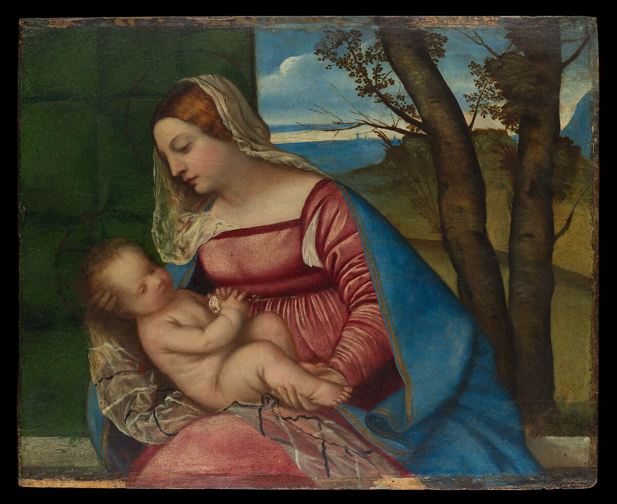 Madonna and Child, Titian (Tiziano Vecellio) (Italian, Pieve di Cadore ca. 1485/90?–1576 Venice), Oil on wood 