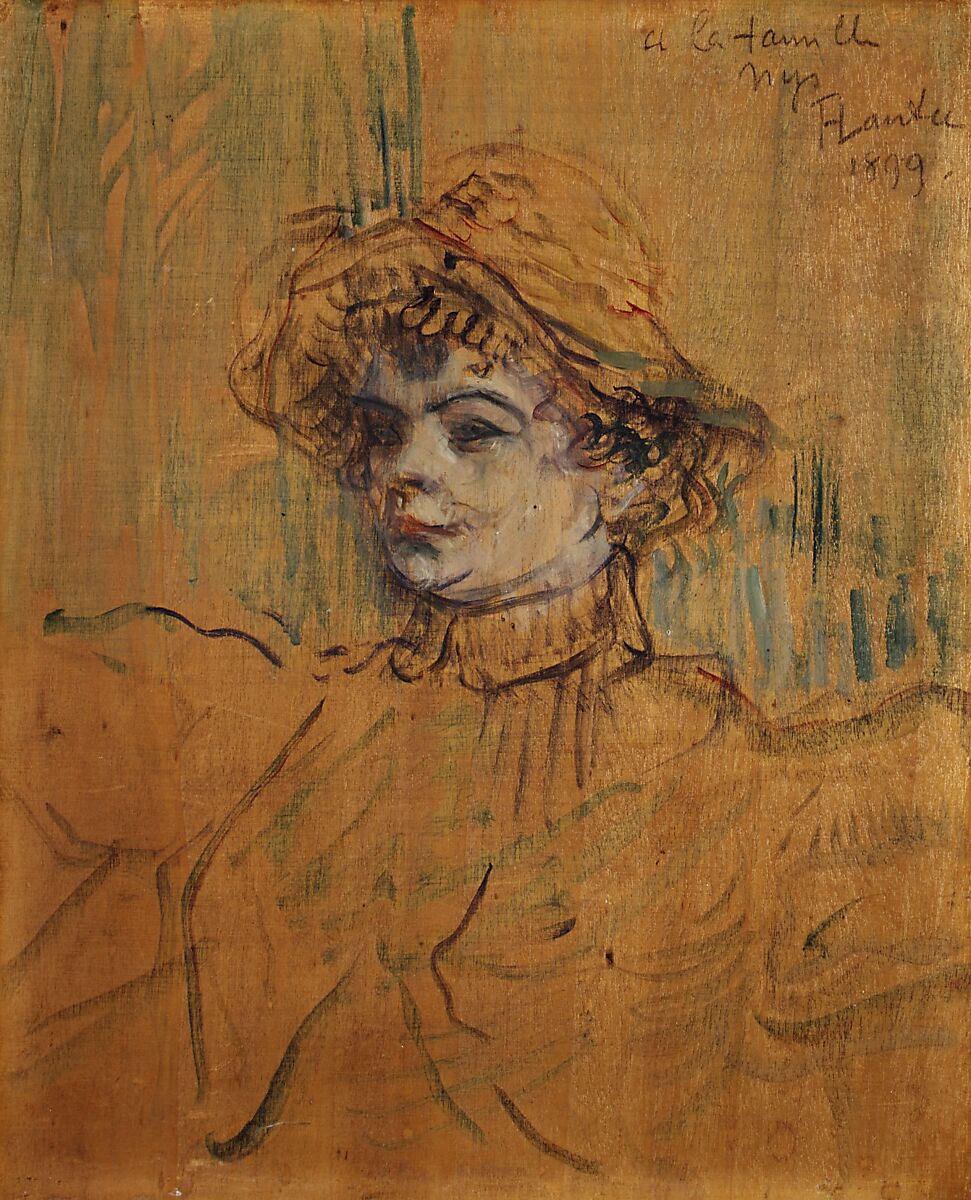 Mademoiselle Nys, Henri de Toulouse-Lautrec (French, Albi 1864–1901 Saint-André-du-Bois), Oil on unprimed wood 
