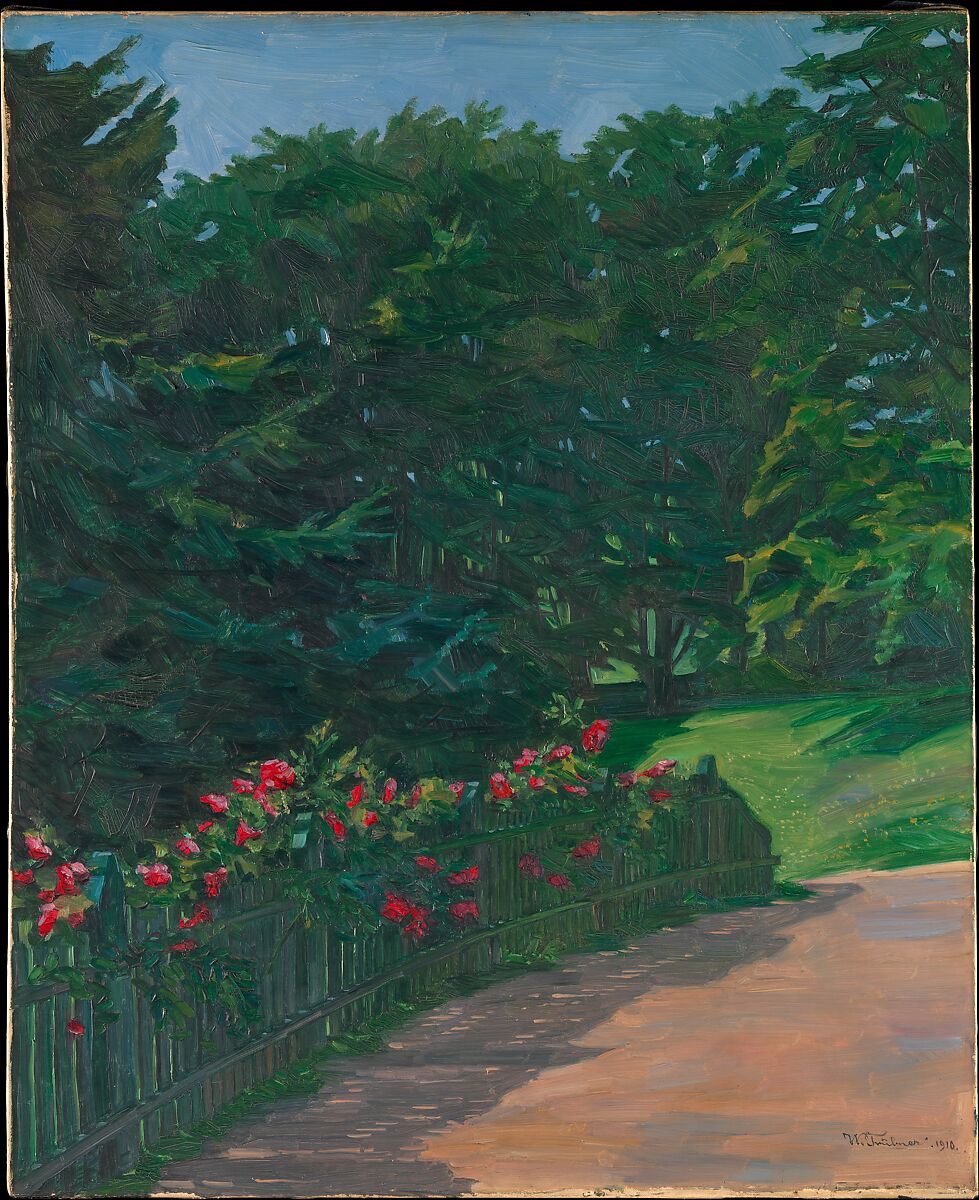 Rose Hedge, Wilhelm Trübner (German, Heidelberg 1851–1917 Karlsruhe), Oil on canvas 