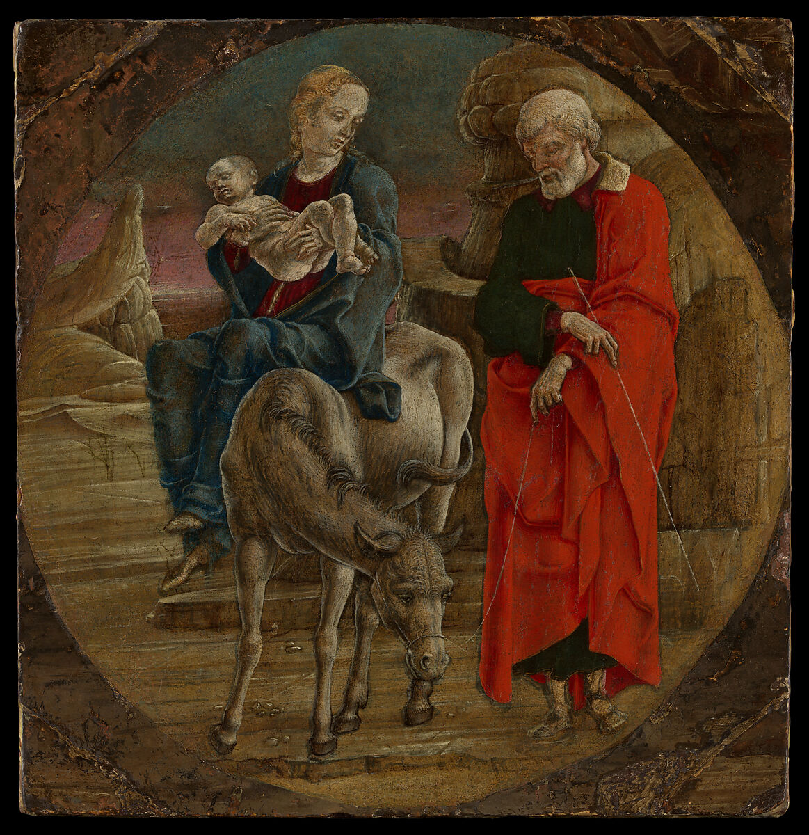 The Flight into Egypt, Cosmè Tura (Cosimo di Domenico di Bonaventura) (Italian, Ferrara ca. 1433–1495 Ferrara), Tempera on wood 