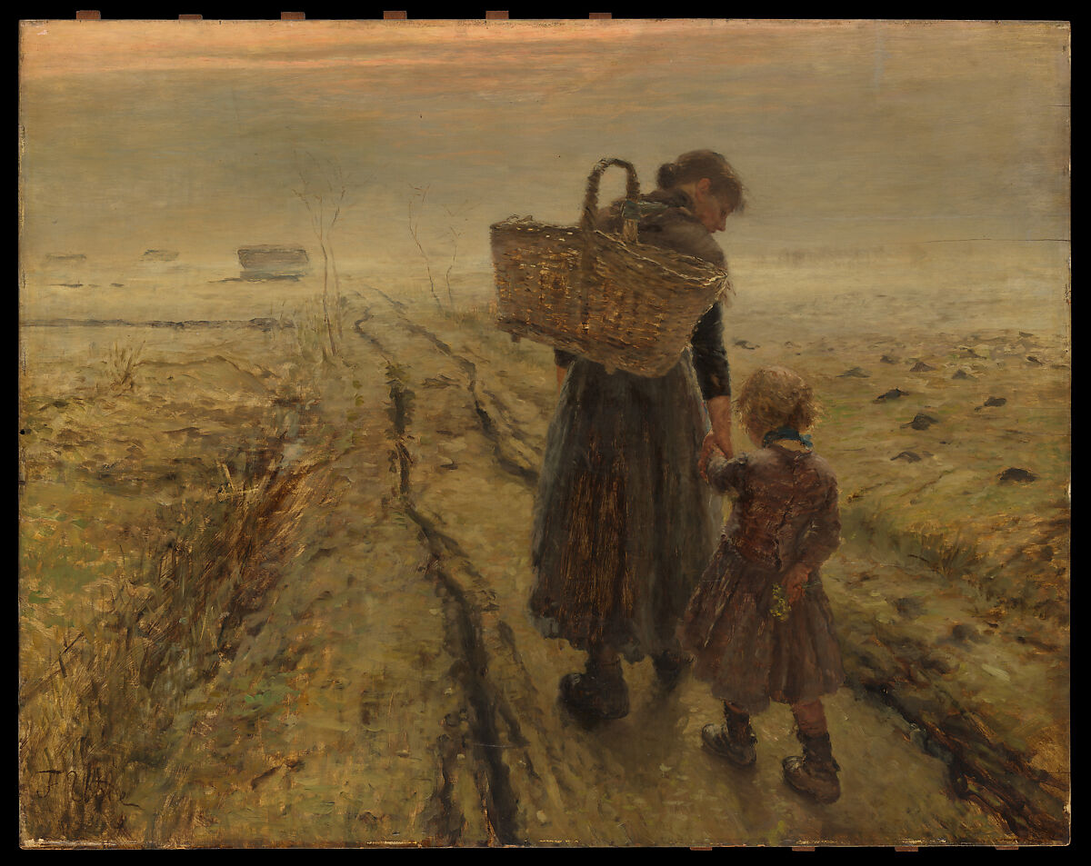 Going Home, Fritz von Uhde (German, Wolkenburg 1848–1911 Munich), Oil on wood 
