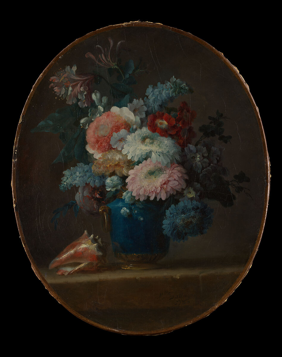 Vase of Flowers and Conch Shell, Anne Vallayer-Coster (French, Paris 1744–1818 Paris), Oil on canvas 