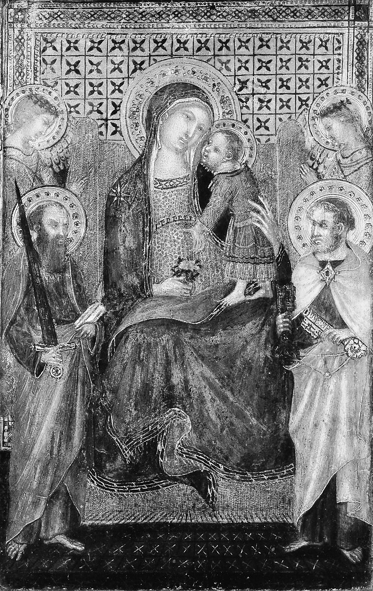 Madonna and Child Enthroned with Saints Peter and Paul and Angels, Lippo Vanni (Lippo Vanni di Giovanni) (Italian, Sienese, active 1341–75), Tempera on wood, gold ground 