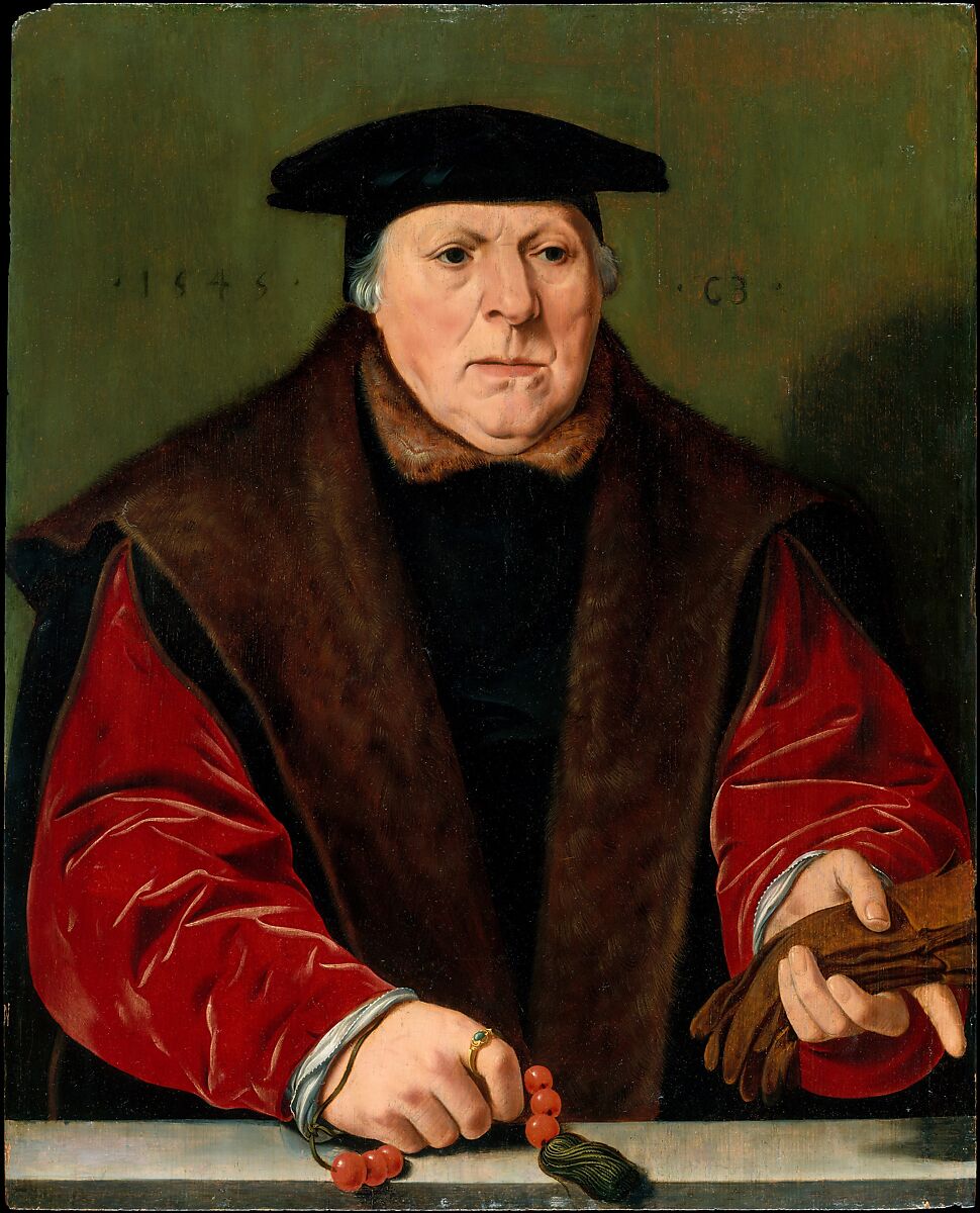 Portrait of a Man with a Rosary, Copy after Jan Cornelisz Vermeyen, Oil on wood 