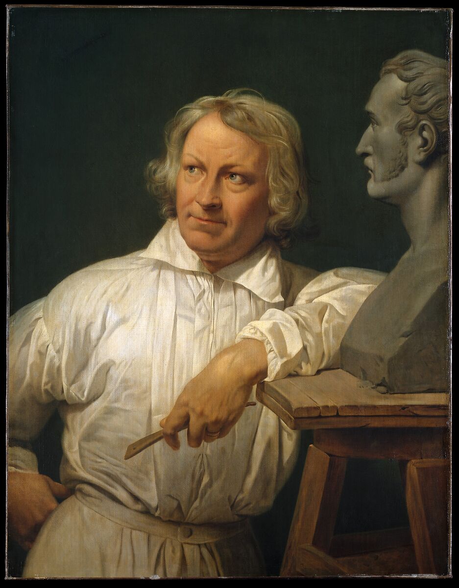 Bertel Thorvaldsen (1768–1844) with the Bust of Horace Vernet, Horace Vernet (French, Paris 1789–1863 Paris), Oil on canvas 