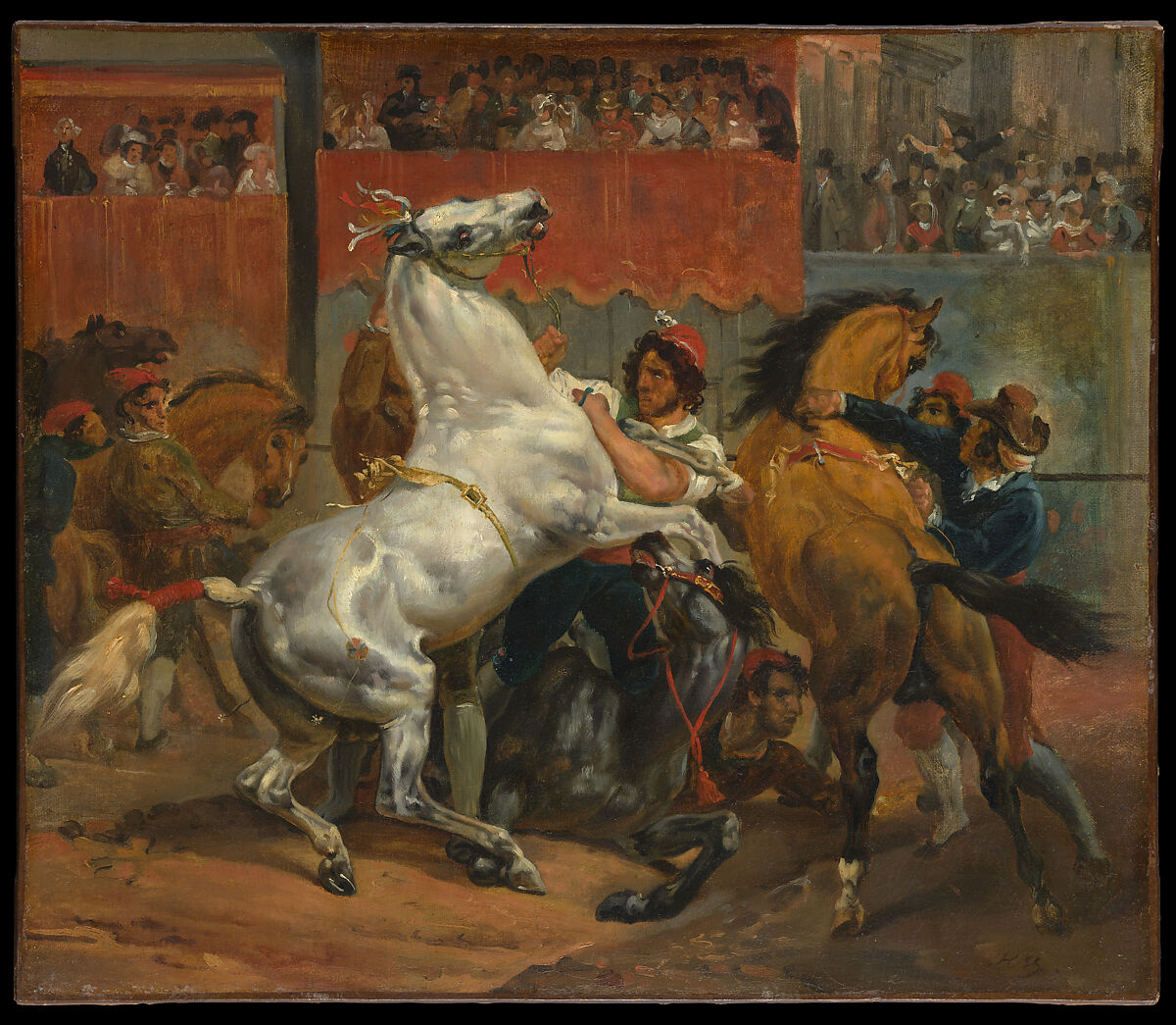 The Start of the Race of the Riderless Horses, Horace Vernet  French, Oil on canvas