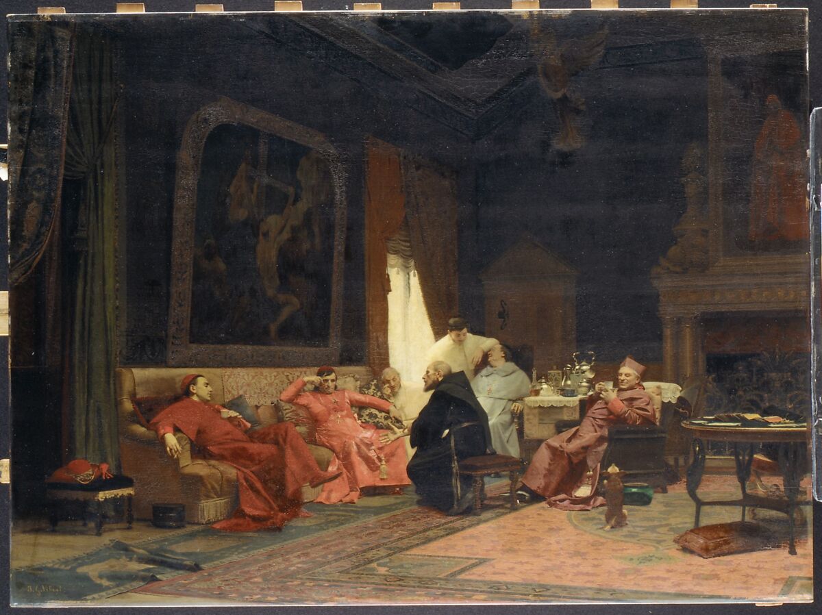 The Missionary's Adventures, Jean-Georges Vibert (French, Paris 1840–1902 Paris), Oil on wood 