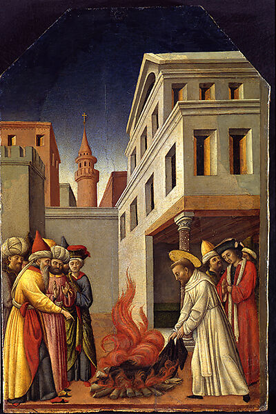 Saint Peter Martyr Healing the Leg of a Young Man, Antonio Vivarini (Italian, Venice, active by 1440–died 1476/84), Tempera and gold on wood