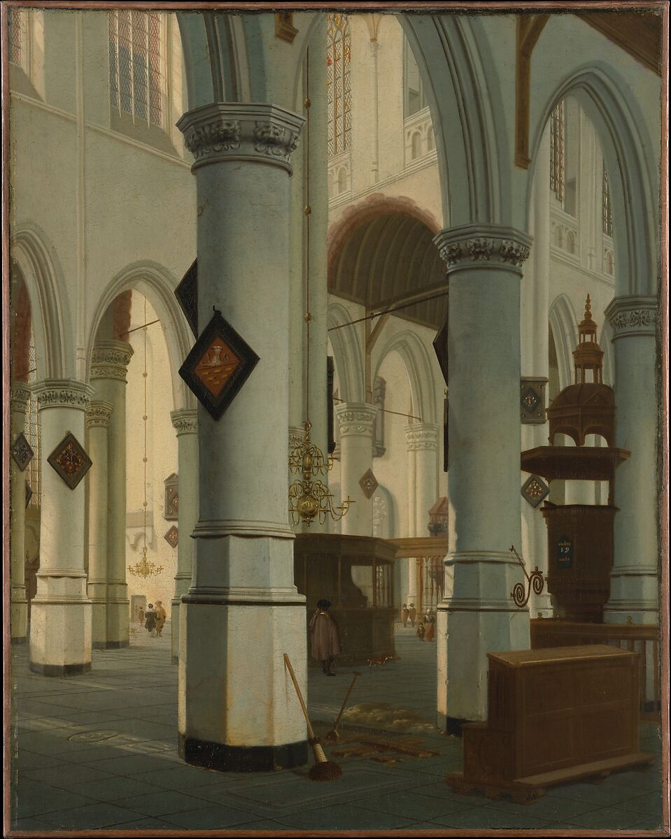Interior of the Oude Kerk, Delft, Hendrick van Vliet (Dutch, Delft 1611/12–1675 Delft), Oil on canvas 
