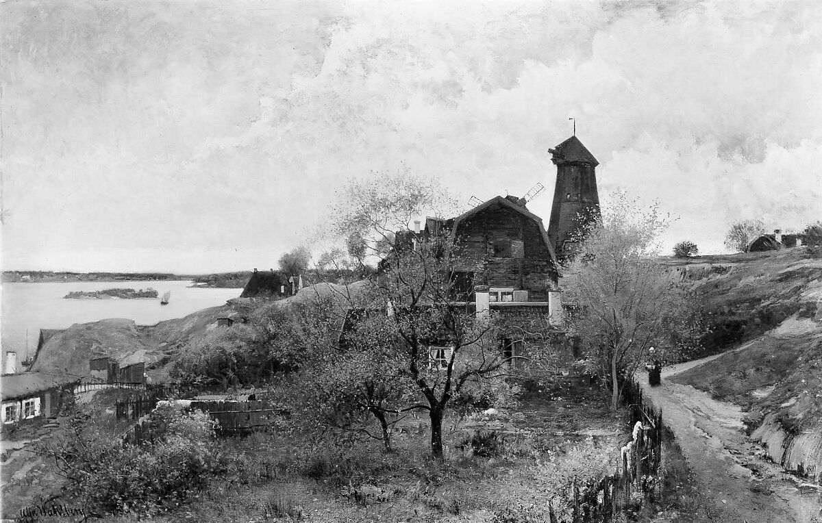 A Day in October, near Waxholm, Sweden, Alfred Wahlberg (Swedish, Stockholm 1834–1906 Tranås), Oil on canvas 