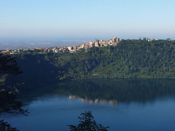 Lake Nemi and Genzano from the Terrace of the Capuchin Monastery, Richard Wilson (British, Penegoes, Wales 1712/13–1782 Denbighshire, Wales), Oil on canvas