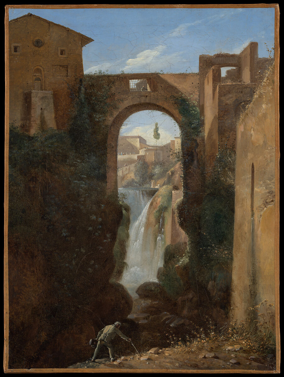 Ponte San Rocco and Waterfalls, Tivoli, François Marius Granet  French, Oil on canvas