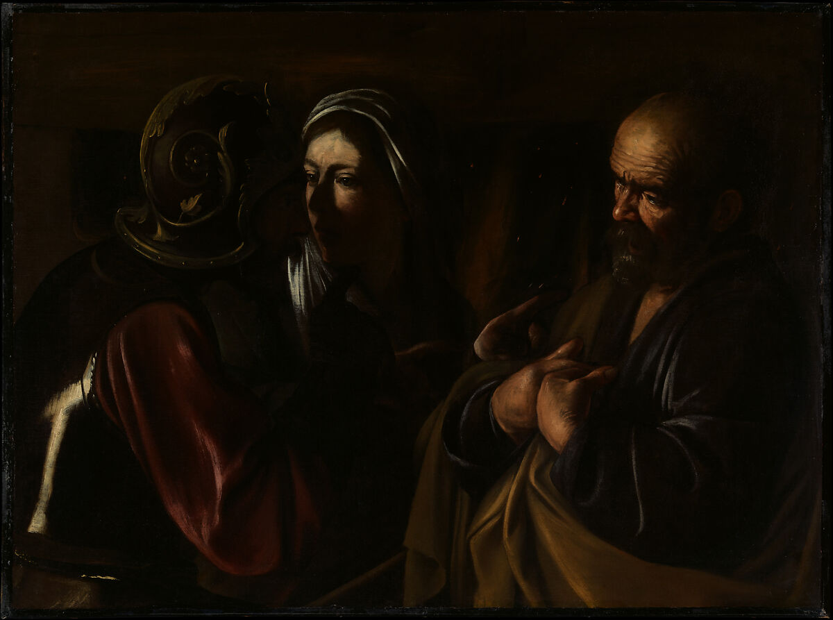 The Denial of Saint Peter, Caravaggio (Michelangelo Merisi) (Italian, Milan or Caravaggio 1571–1610 Porto Ercole), Oil on canvas 