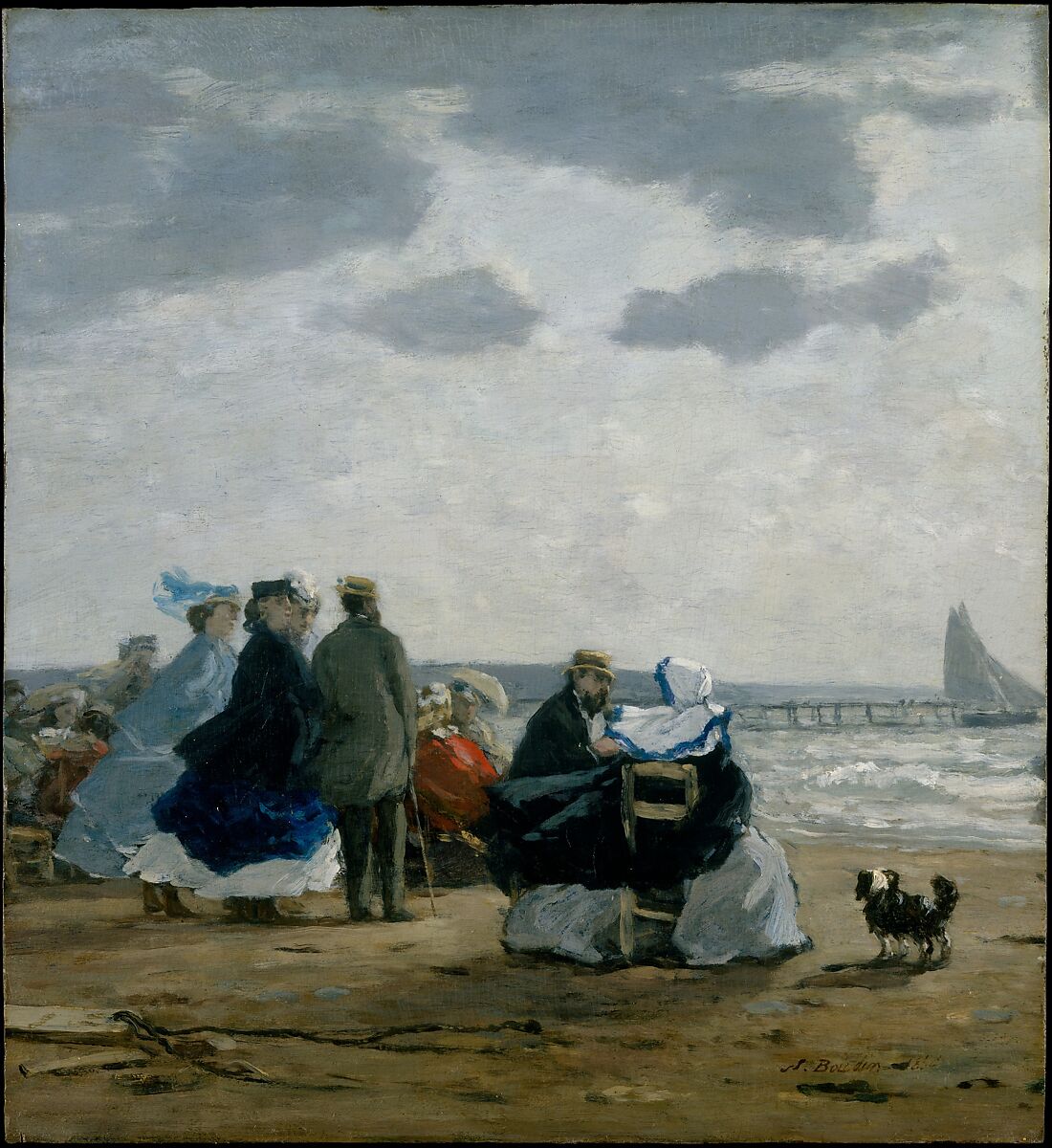On the Beach, Dieppe, Eugène Boudin (French, Honfleur 1824–1898 Deauville), Oil on wood 