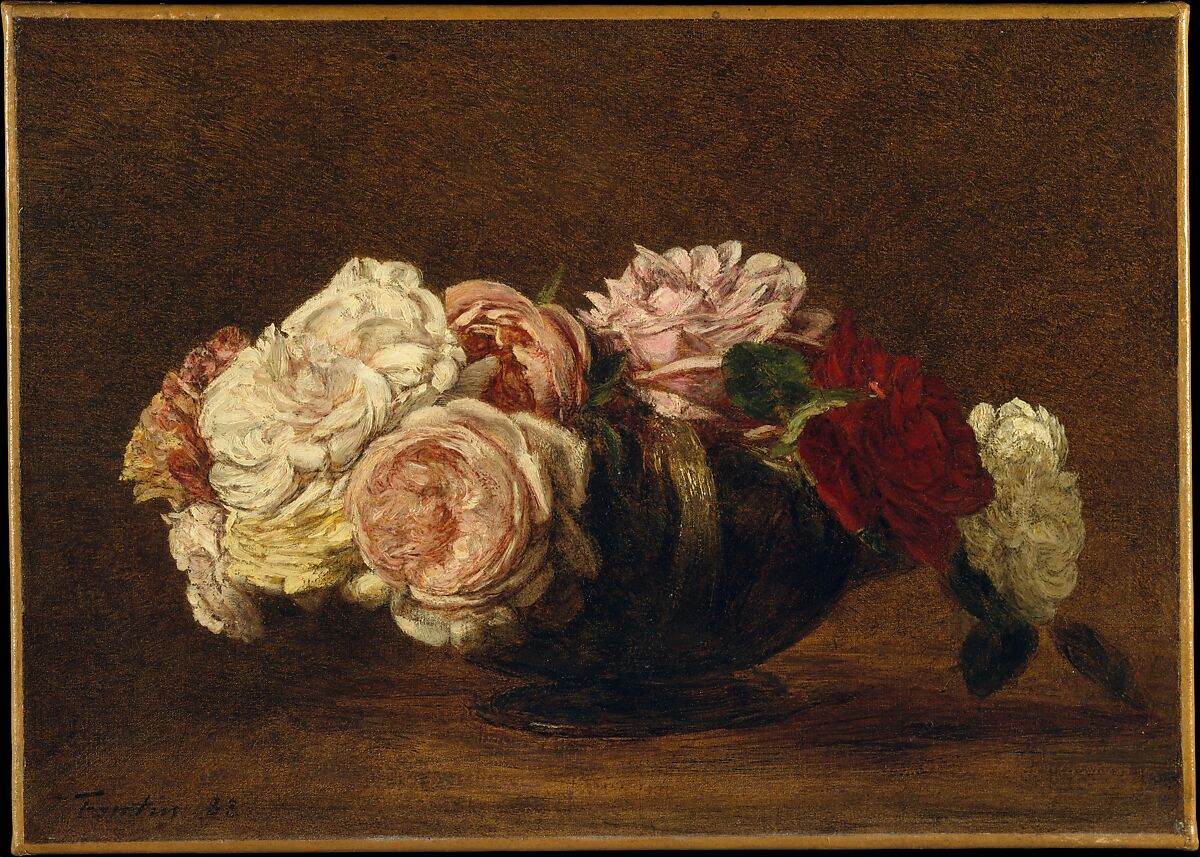 Roses in a Bowl, Henri Fantin-Latour  French, Oil on canvas