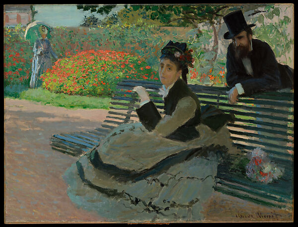 Camille Monet (1847–1879) on a Garden Bench, Claude Monet  French, Oil on canvas