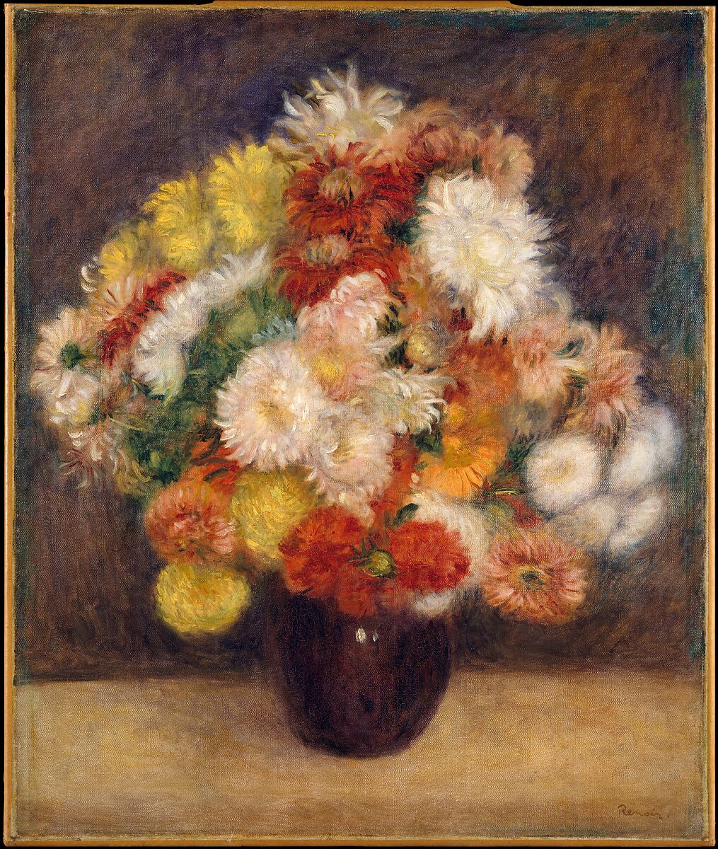 Bouquet of Chrysanthemums, Auguste Renoir (French, Limoges 1841–1919 Cagnes-sur-Mer), Oil on canvas 