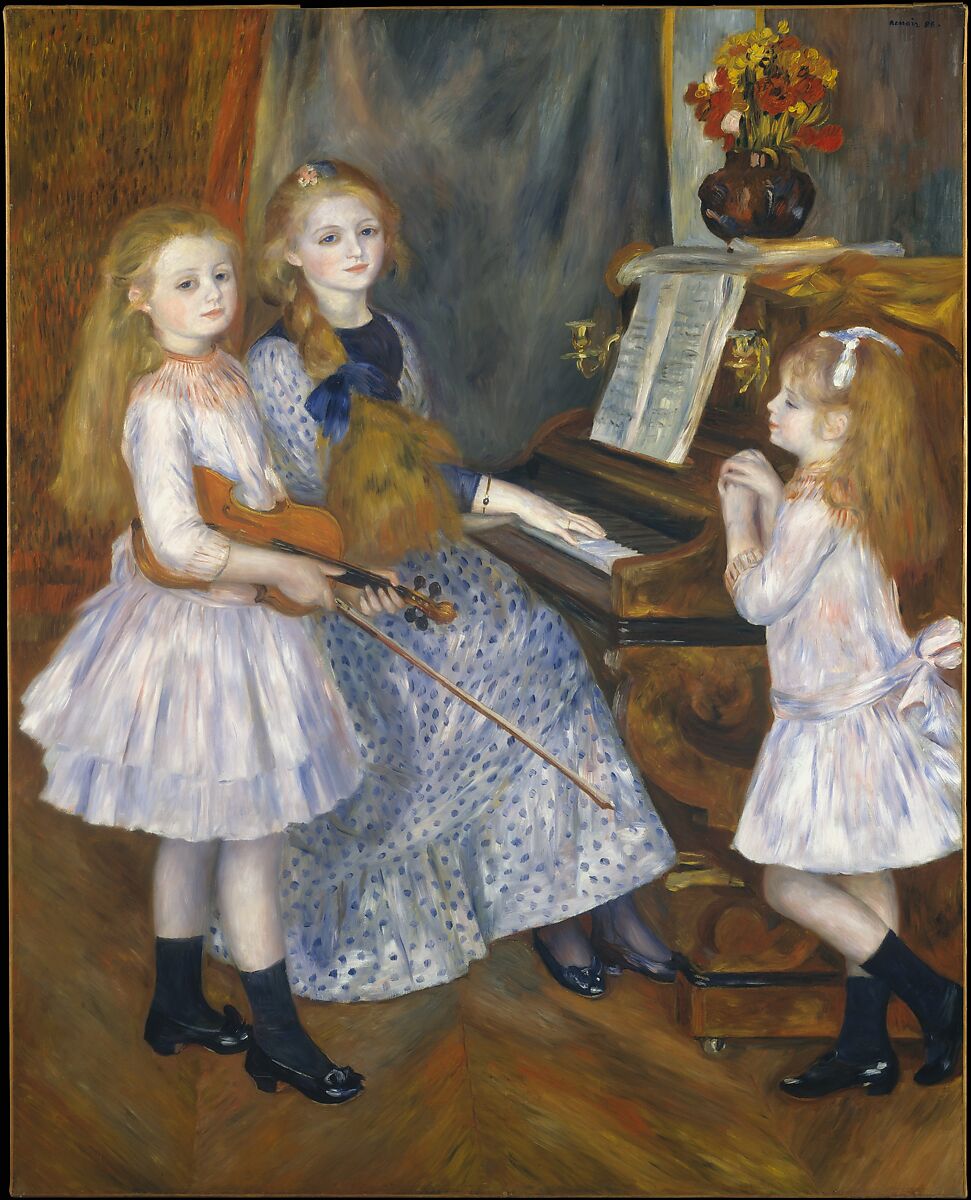 little girl playing piano painting