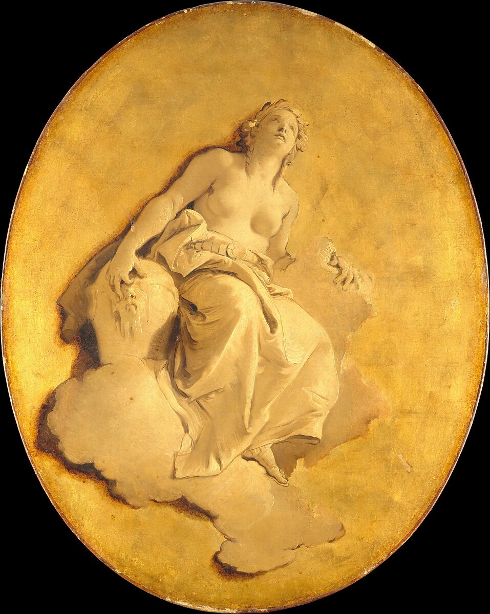 A Female Allegorical Figure, Giovanni Battista Tiepolo (Italian, Venice 1696–1770 Madrid), Oil on canvas, gold ground 