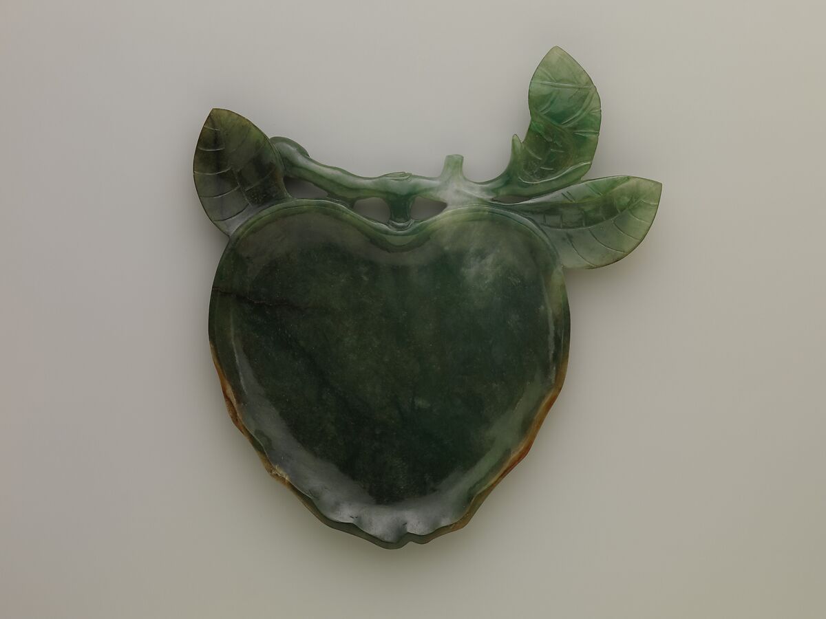 Peach-shaped Cup with Saucer, Jade (jadeite), China