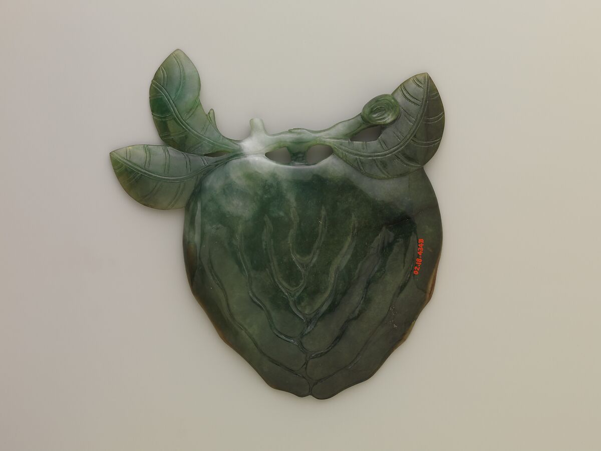 Peach-shaped Cup with Saucer, Jade (jadeite), China