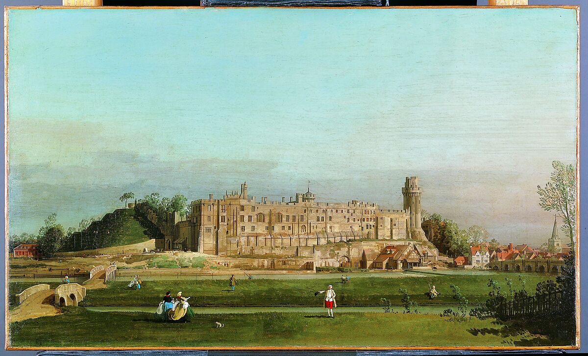 Warwick Castle, Canaletto (Giovanni Antonio Canal) (Italian, Venice 1697–1768 Venice), Oil on canvas 