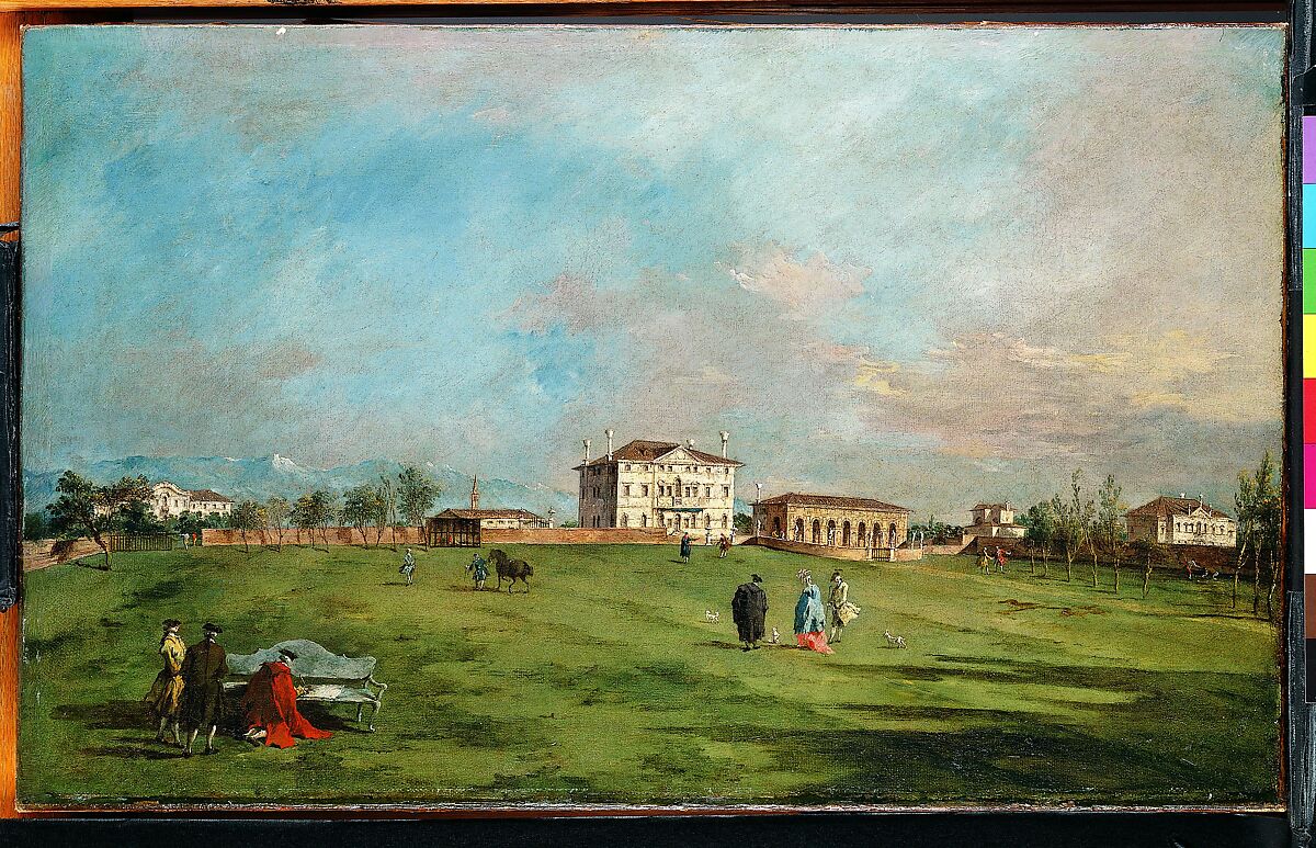 The Villa Loredan, Paese, Francesco Guardi (Italian, Venice 1712–1793 Venice), Oil on canvas 