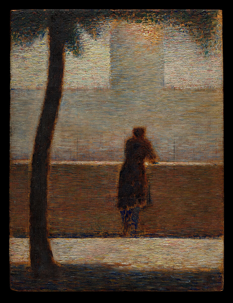 A Man Leaning on a Parapet, Georges Seurat (French, Paris 1859–1891 Paris), Oil on wood 