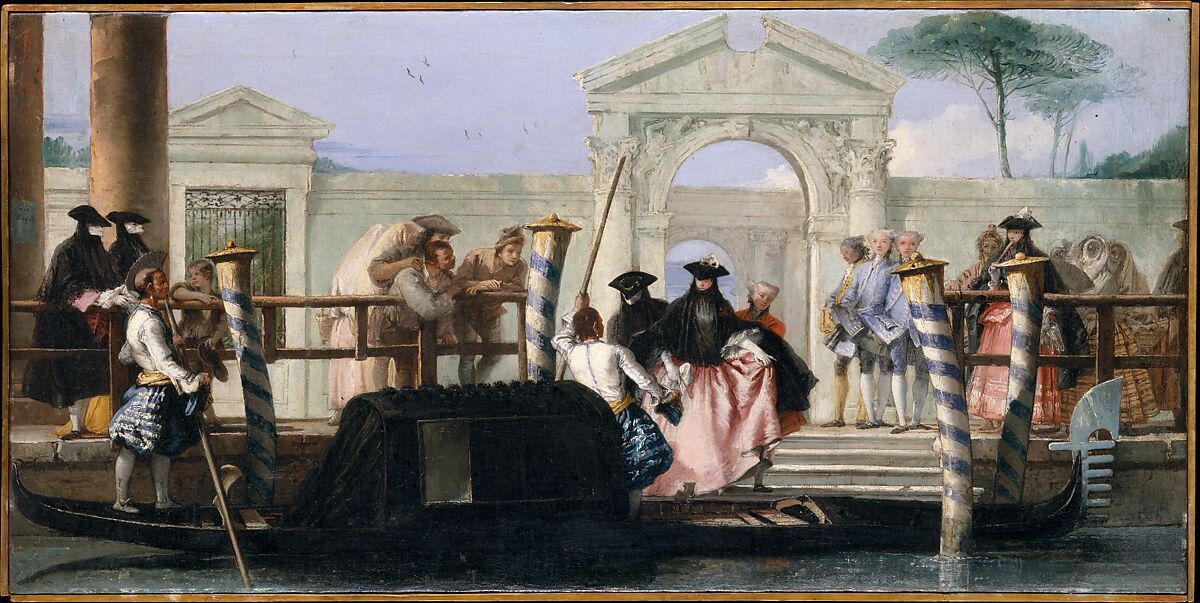 The Departure of the Gondola, Giovanni Domenico Tiepolo (Italian, Venice 1727–1804 Venice), Oil on canvas 