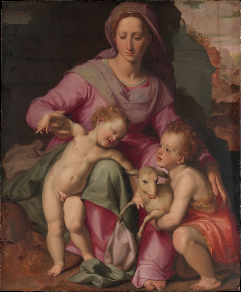 Madonna and Child with the Infant Saint John the Baptist, Santi di Tito (Italian, Sansepolcro 1536–1603 Florence), Oil on wood 