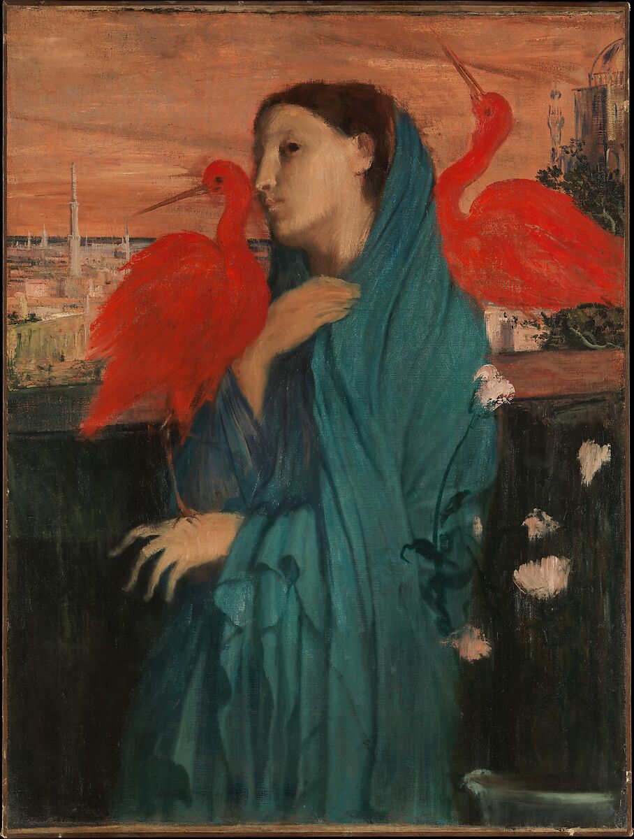 Young Woman with Ibis, Edgar Degas (French, Paris 1834–1917 Paris), Oil on canvas 