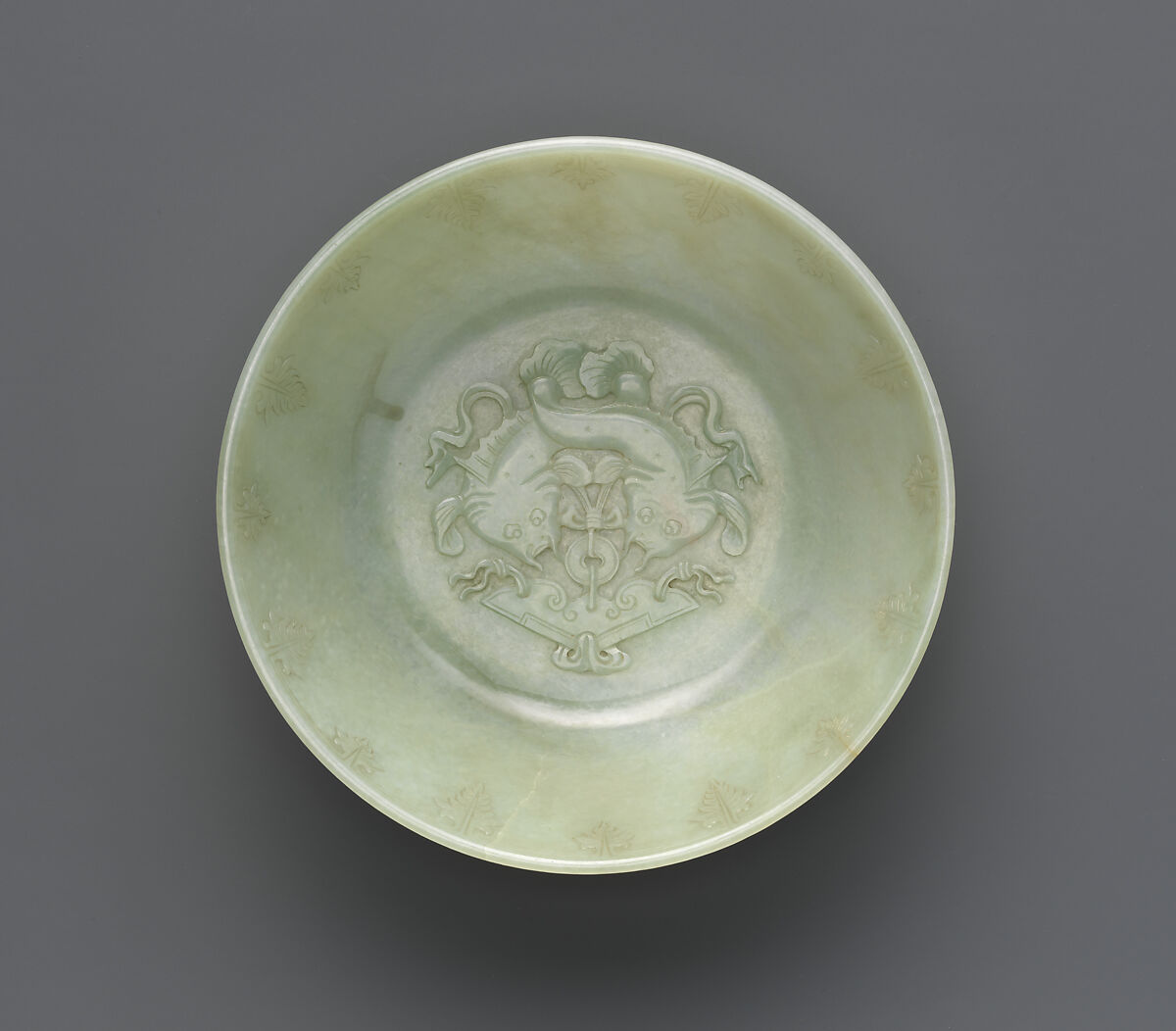 Bowl, Nephrite, white with greenish tint, China
