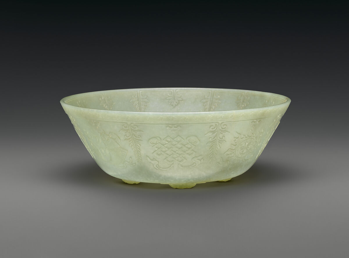 Bowl, Nephrite, white with greenish tint, China