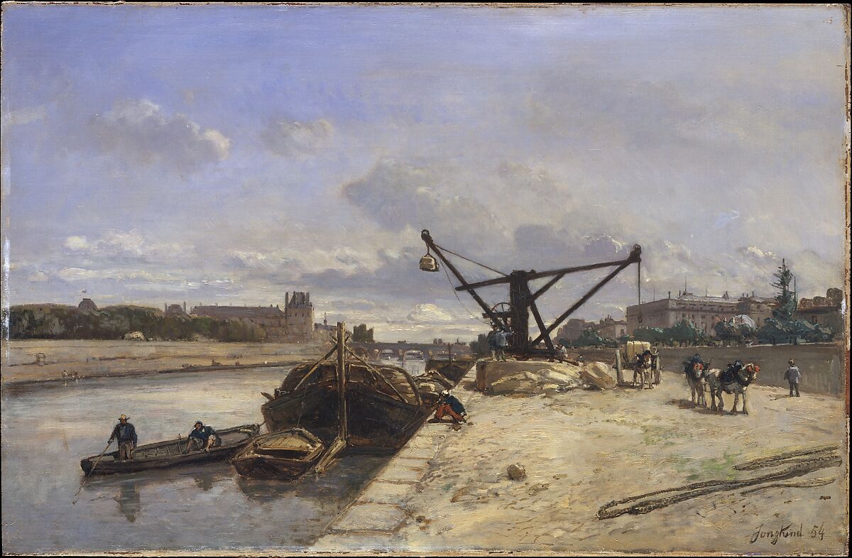 View from the Quai d'Orsay, Johan Barthold Jongkind (Dutch, Latrop 1819–1891 La-Côte-Saint-André), Oil on canvas, mounted on wood 
