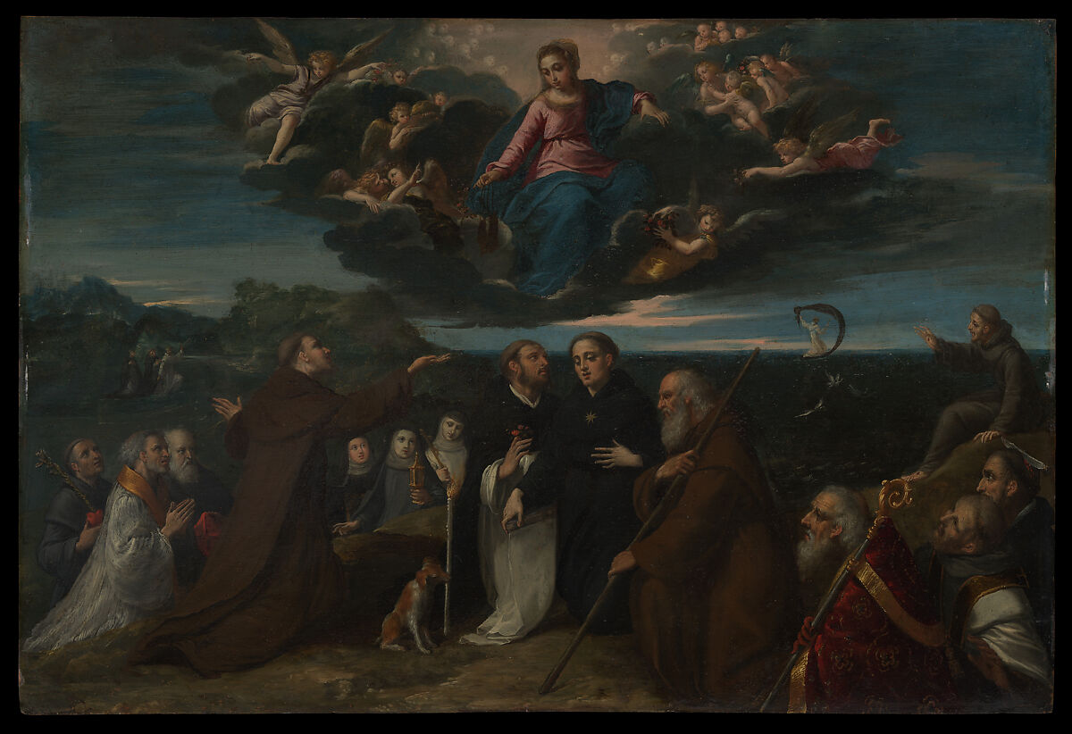 The Virgin Adored by Saints, Scarsellino (Ippolito Scarsella) (Italian, Ferrarese, ca. 1550–1620), Oil on copper 