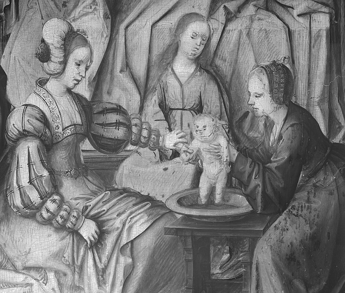 The Birth and Naming of Saint John the Baptist; (reverse) Trompe-l'oeil with Painting of The Man of Sorrows, Bernard van Orley (Netherlandish, Brussels ca. 1492–1541/42 Brussels), Oil on wood