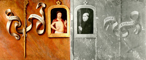 The Birth and Naming of Saint John the Baptist; (reverse) Trompe-l'oeil with Painting of The Man of Sorrows, Bernard van Orley (Netherlandish, Brussels ca. 1492–1541/42 Brussels), Oil on wood